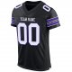 Kid's Custom Black White-Purple Mesh Authentic Football Jersey